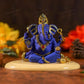 Antique Blue And Golden Ganesha Idol Idols