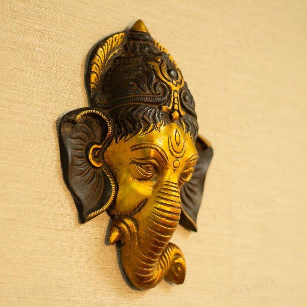 Antique Brass Ganesha Wall Plate Home Decor