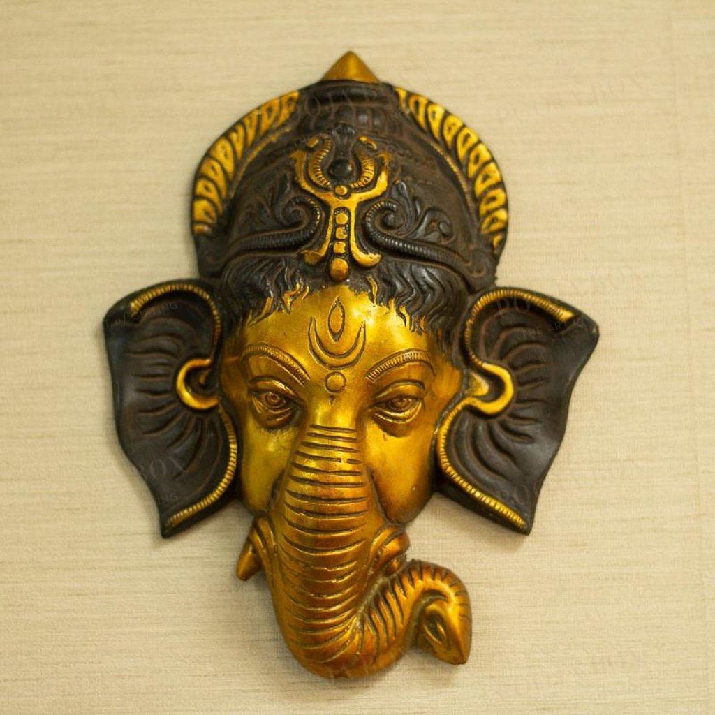 Antique Brass Ganesha Wall Plate Home Decor