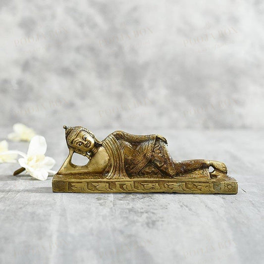 Antique Brass Sleeping Buddha Idol Idol