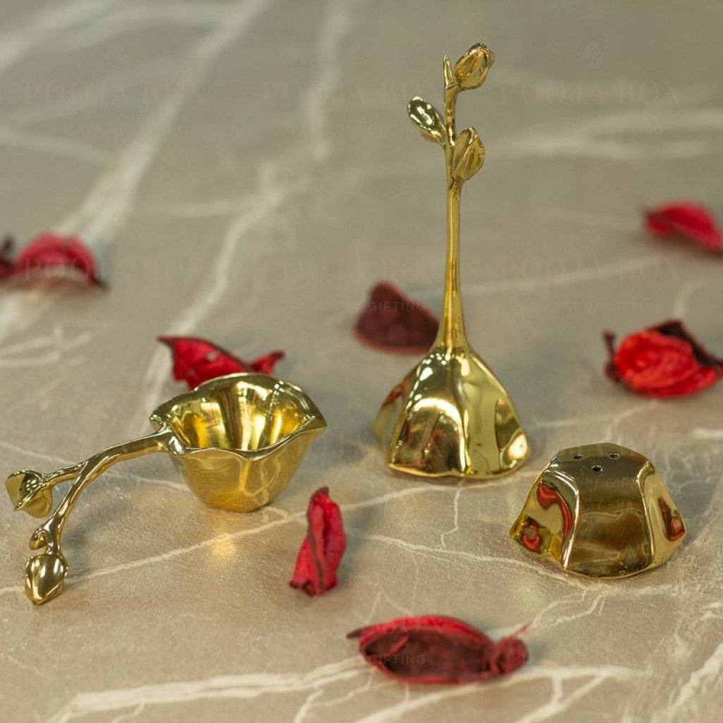 Aurum Floral Pooja Set Of 3 Items