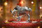 Auspicious Silver Color Kamdhenu Cow And Calf Showpiece Idols