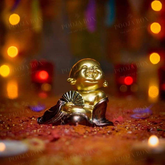 Baby Buddha Monk With A Fan Home Decor