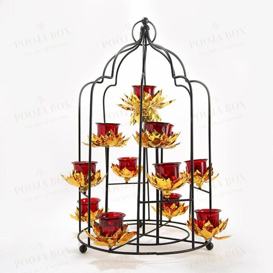 Beautiful Bird Cage Lotus Diya Holder Candle
