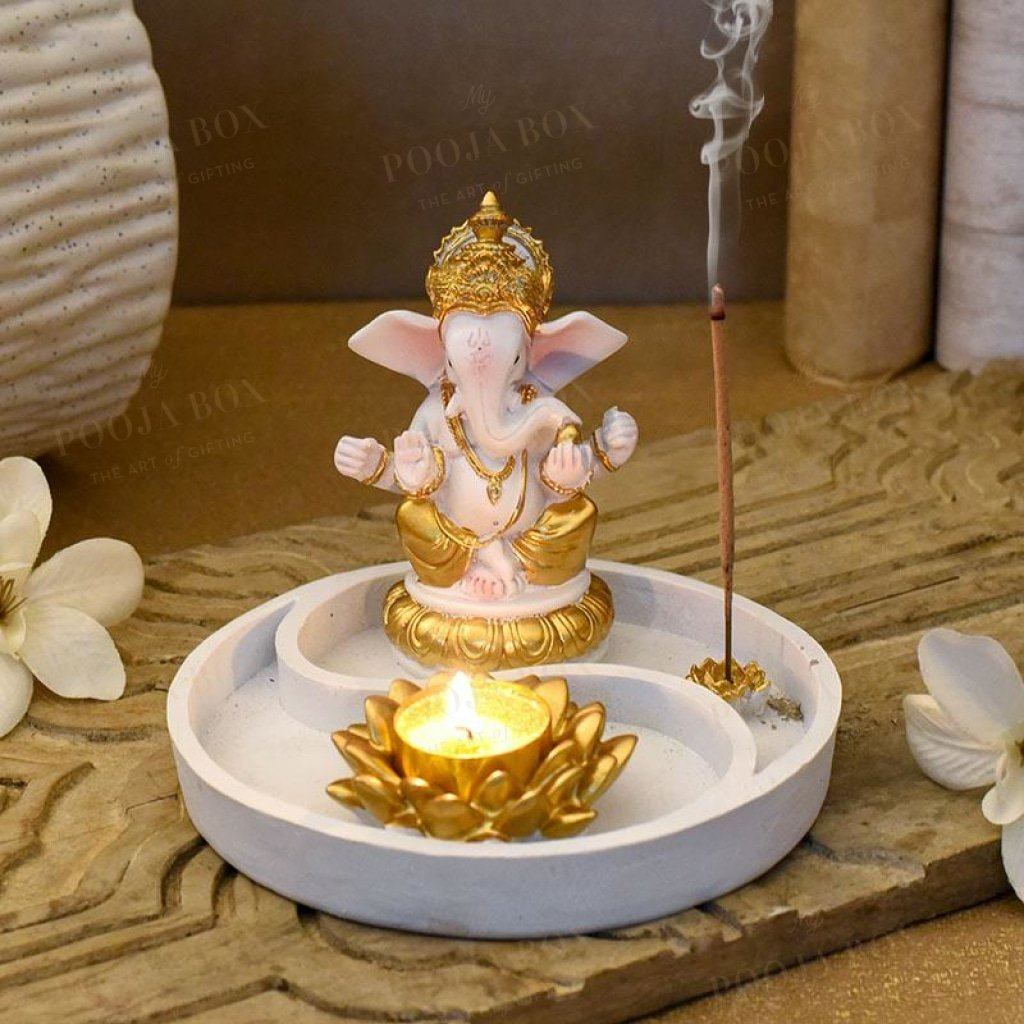 Beautiful Ganpati Incense & T-Light Holder