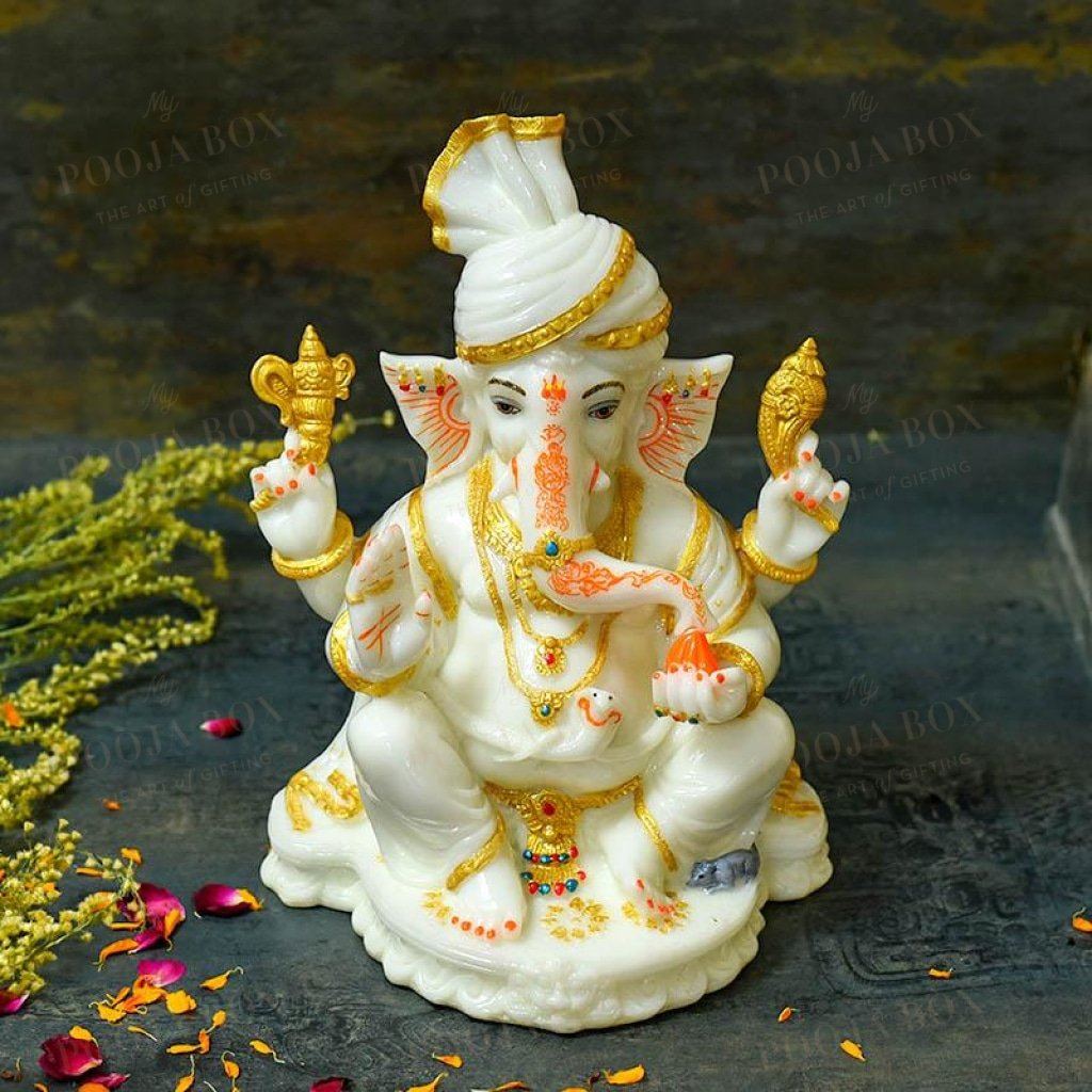 Beautiful Marble Dust Ganesh Idol/murti Idol