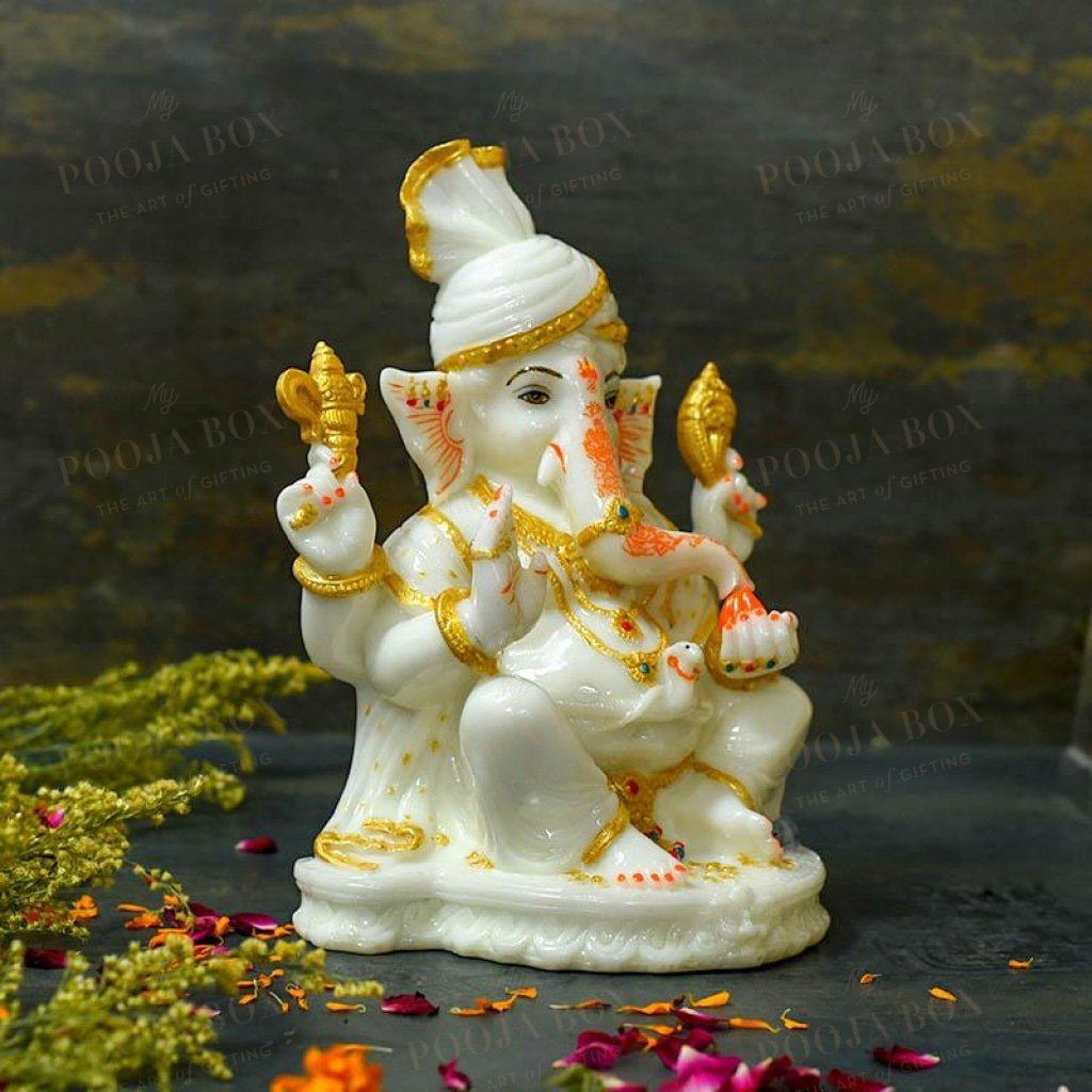 Beautiful Marble Dust Ganesh Idol/murti Idol
