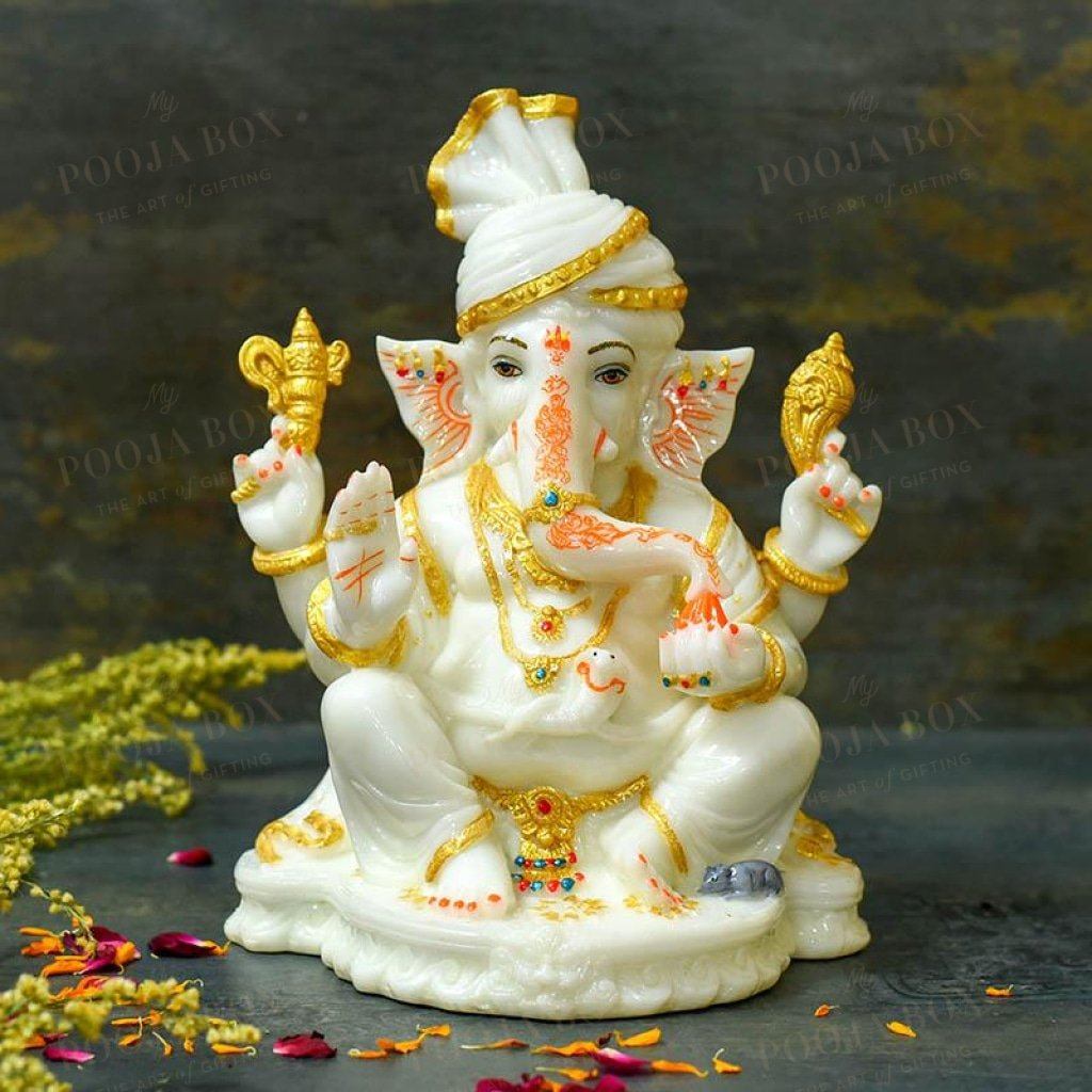 Beautiful Marble Dust Ganesh Idol/murti Idol