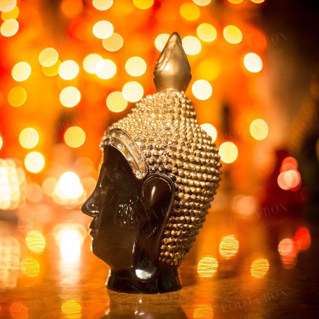 Black Buddha Head Showpiece Idols