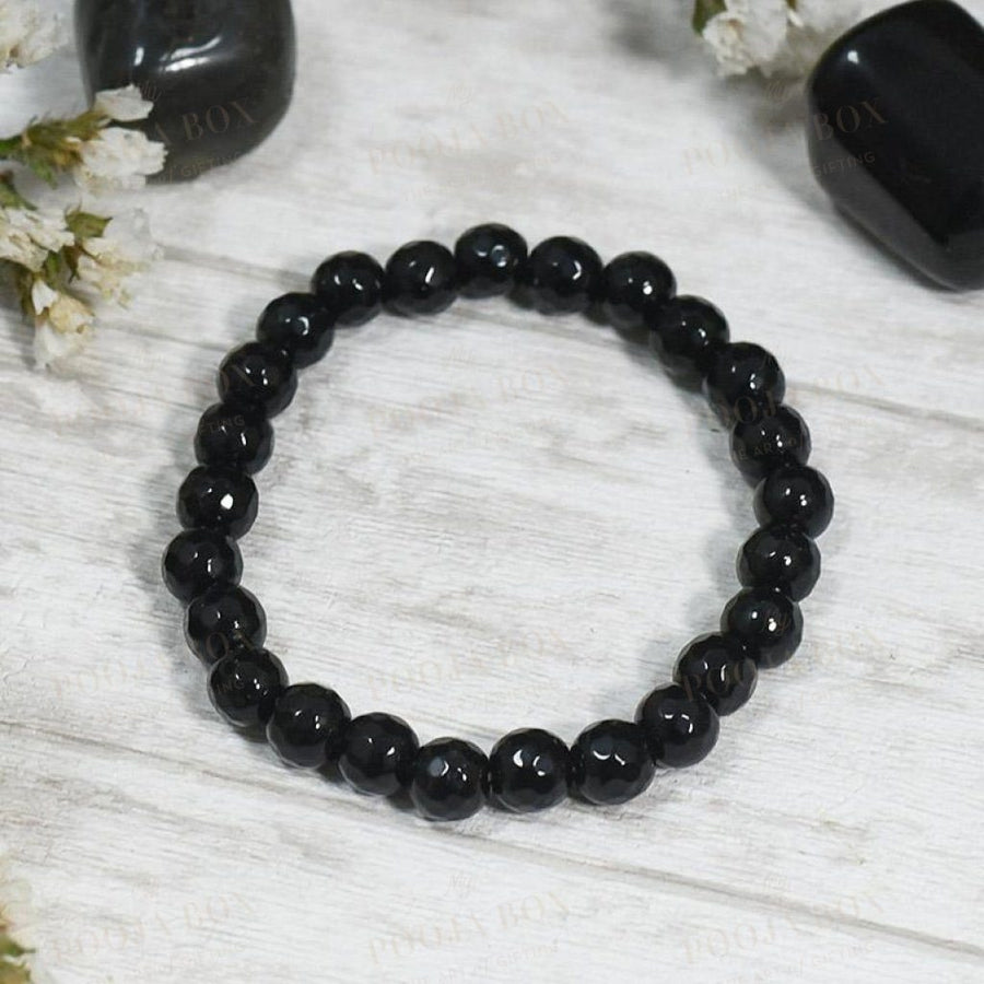 Black Onyx Faceted Crystal Bracelet 12mm – Headwrapz United