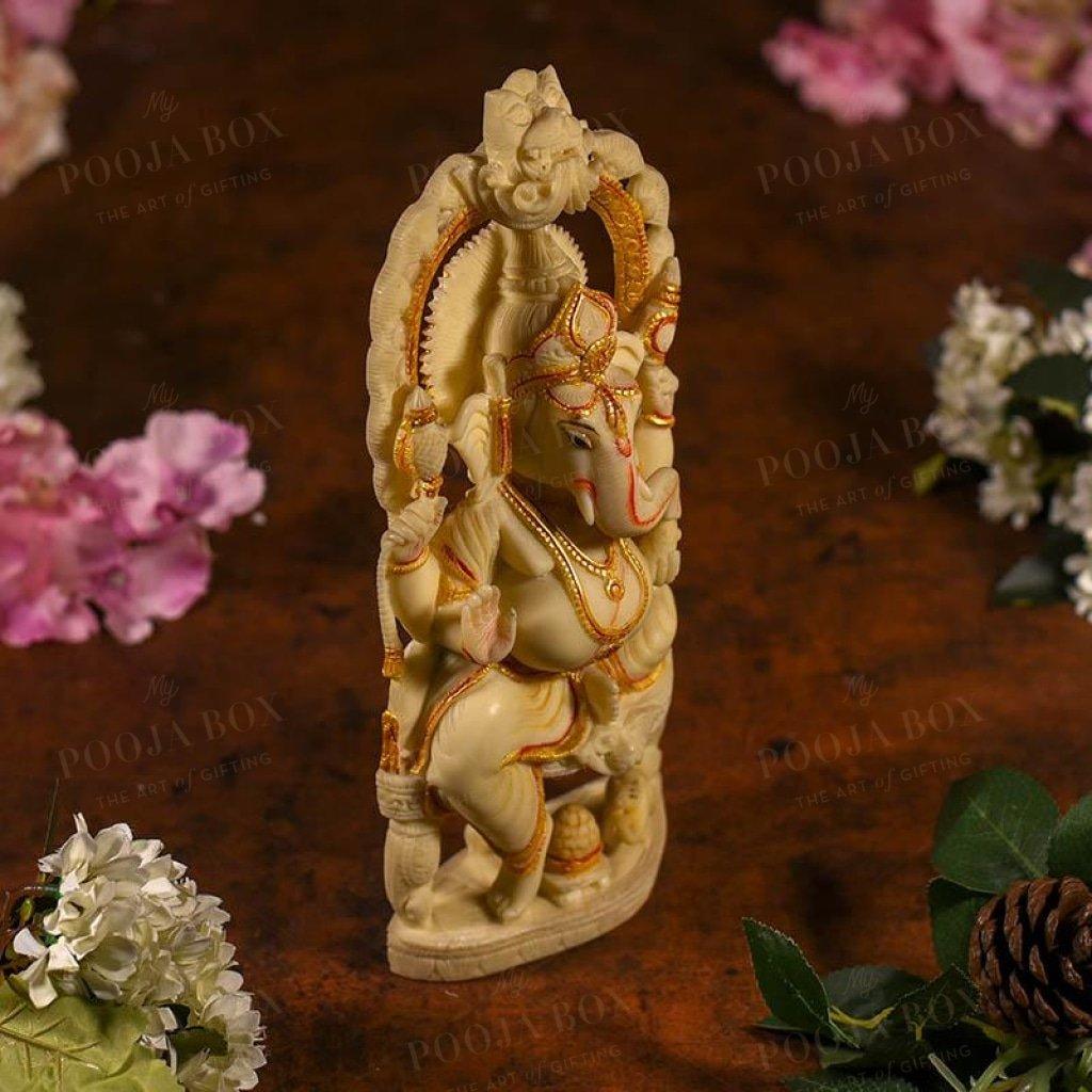 Blissful Cream Ganesha Decorative Showpiece Idol