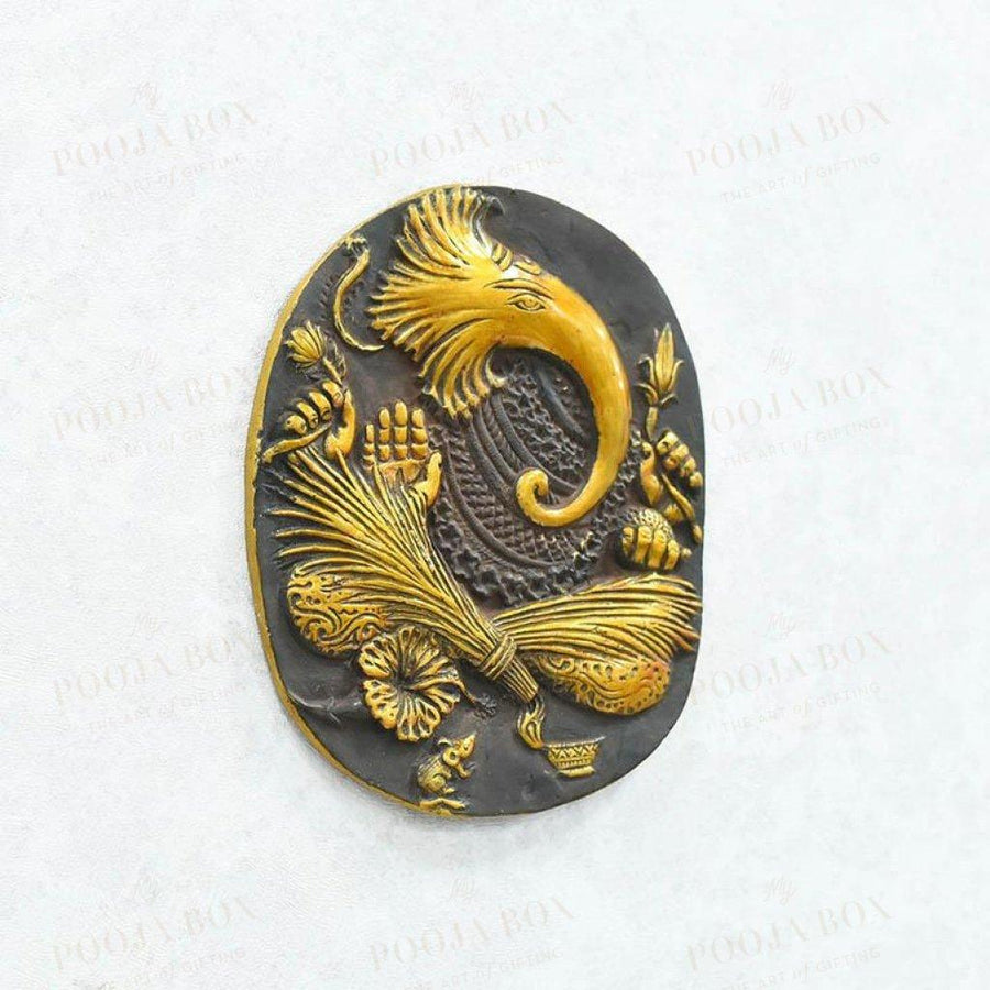 Brass Ganesh Wall Plate Home Decor