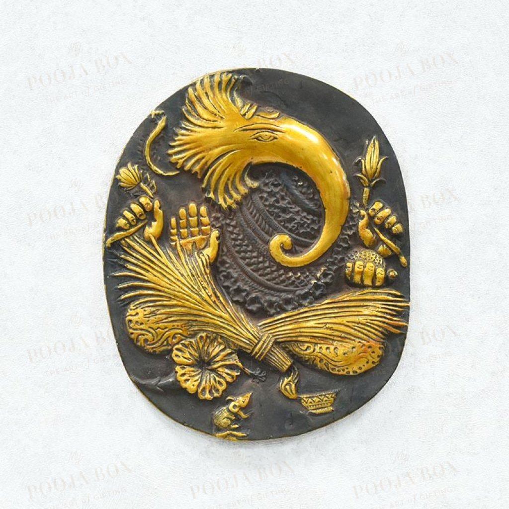 Brass Ganesh Wall Plate Home Decor