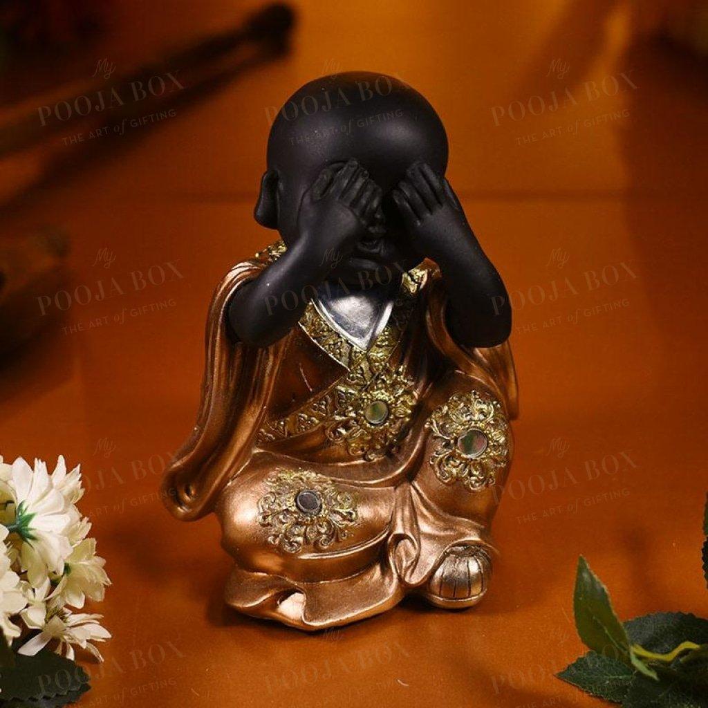 Buddhist Baby Monk In See No Evil Pose Feng Shui