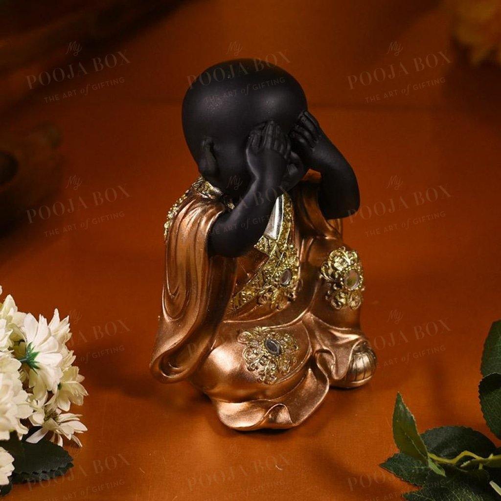 Buddhist Baby Monk In See No Evil Pose Feng Shui