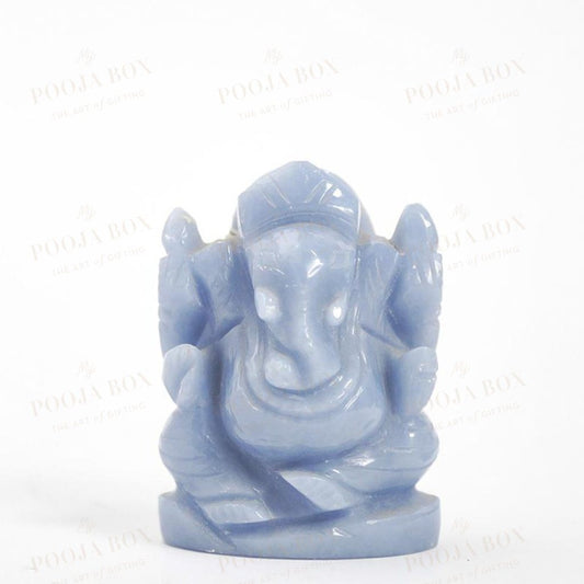 Calming Angelite Gemstone Ganesha Showpiece Reiki Products
