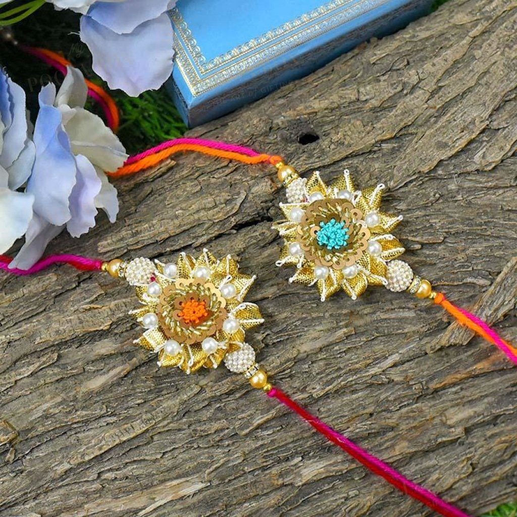 Chic Embroided Gota Patti Rakhi Set Of 2