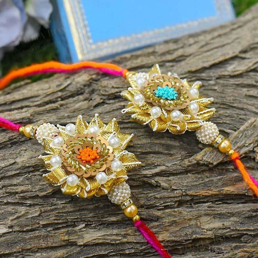 Chic Embroided Gota Patti Rakhi Set Of 2