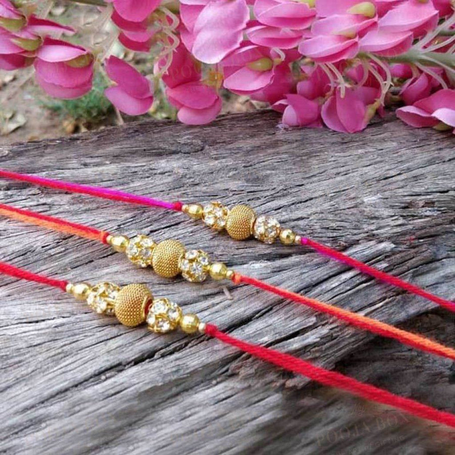 Chic Handcrafted Stone Beaded Rakhi Set Of 3