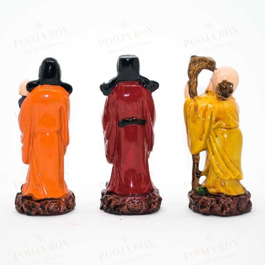 Colourful Feng Shui Fuk Luk Sau Clay Statue