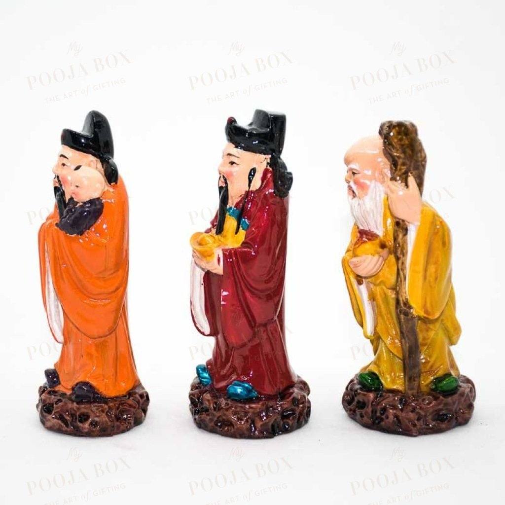 Colourful Feng Shui Fuk Luk Sau Clay Statue