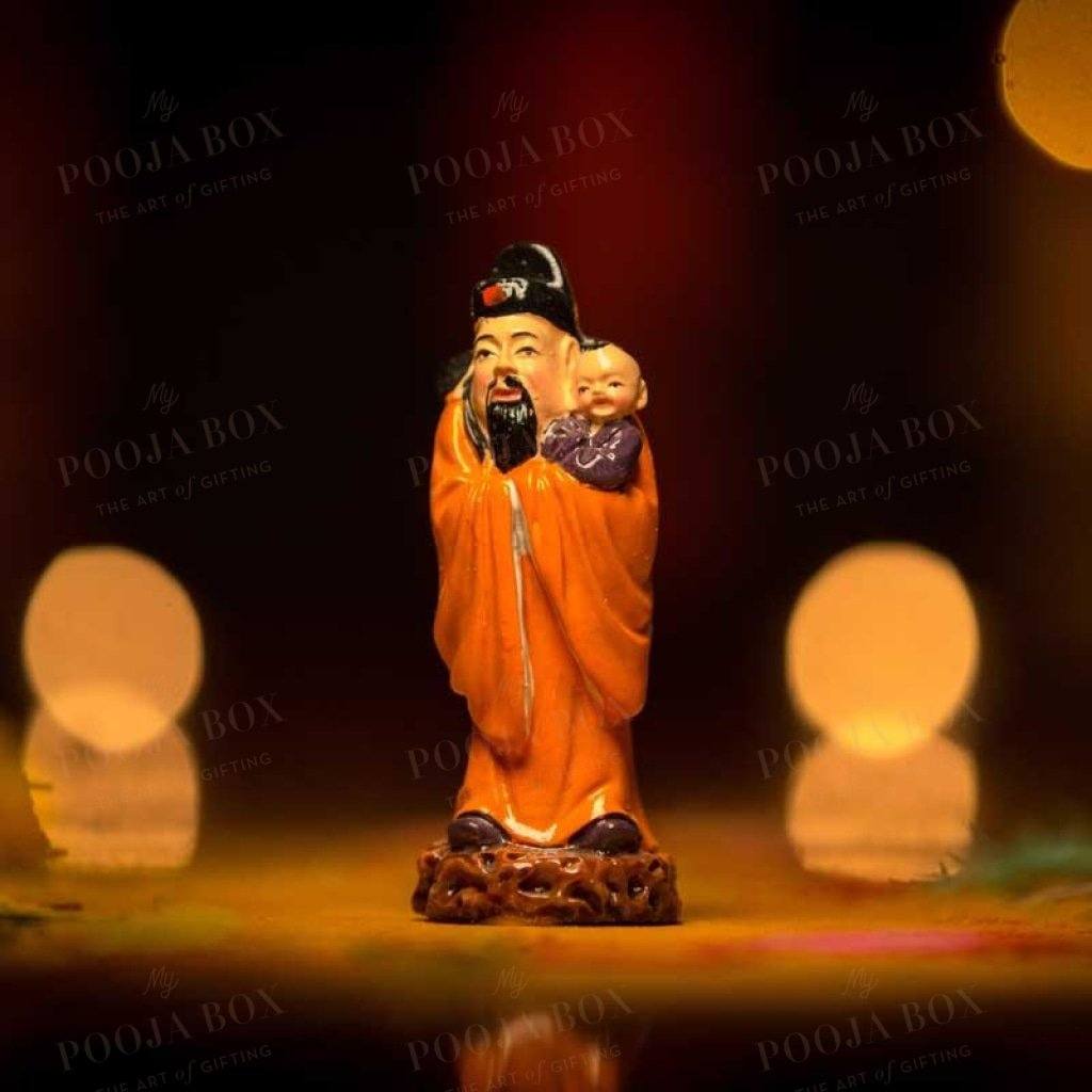 Colourful Feng Shui Fuk Luk Sau Clay Statue