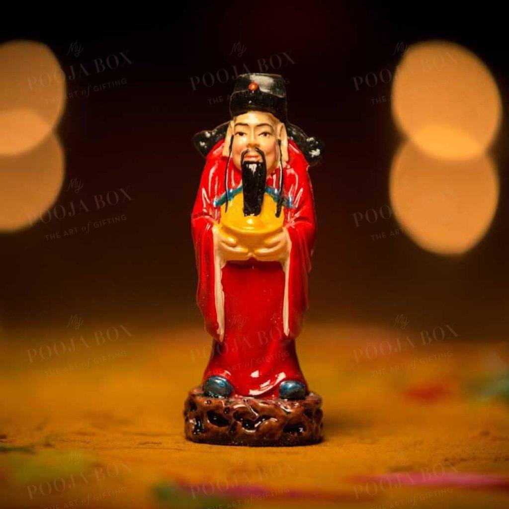 Colourful Feng Shui Fuk Luk Sau Clay Statue
