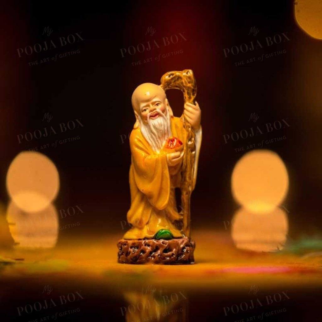 Colourful Feng Shui Fuk Luk Sau Clay Statue