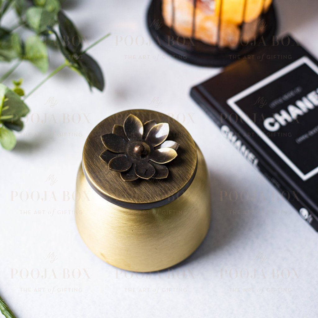 Dazzling Handcrafted Brass Container/Jar for Pooja
