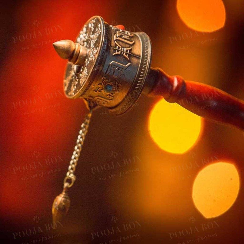 Decorative Handheld Tibetan Buddhist Prayer Wheel Showpiece Feng Shui