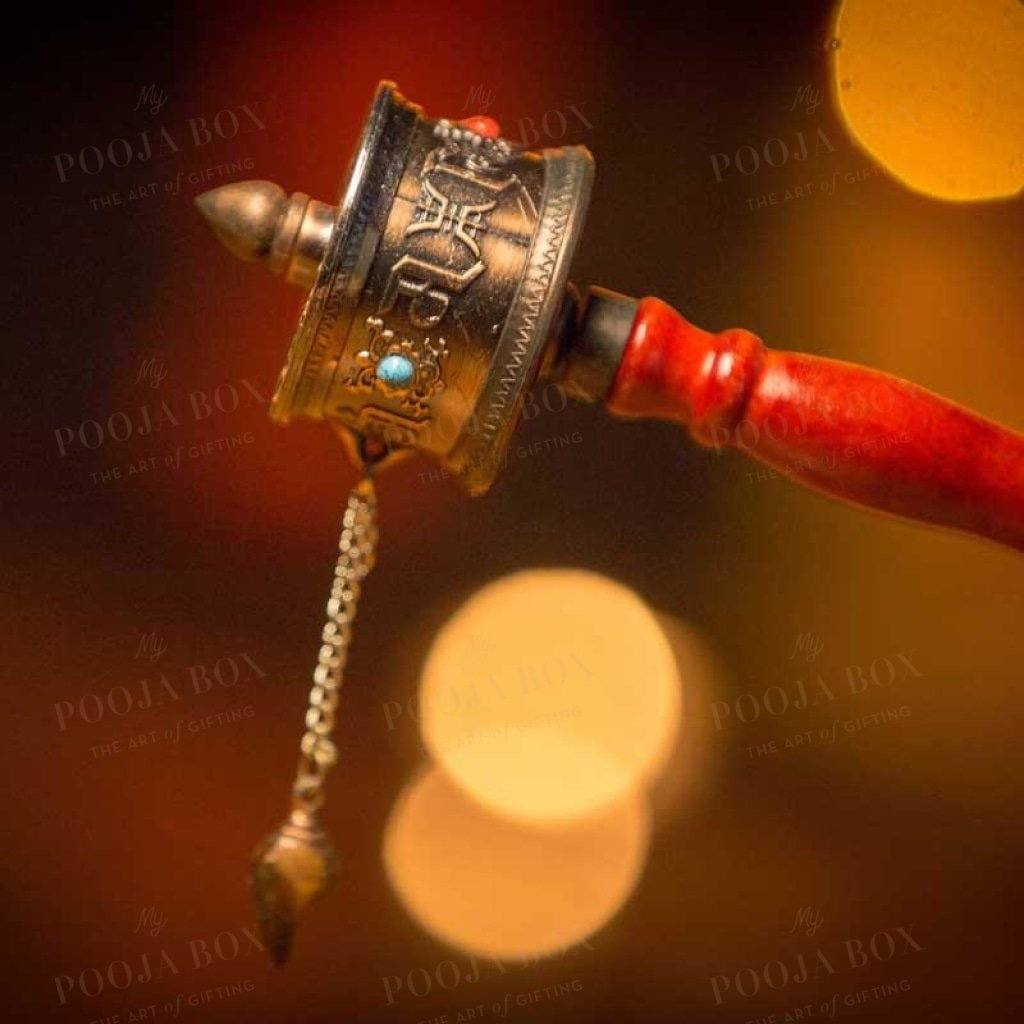 Decorative Handheld Tibetan Buddhist Prayer Wheel Showpiece Feng Shui