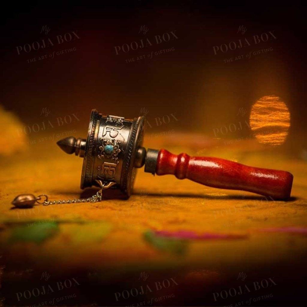 Decorative Handheld Tibetan Buddhist Prayer Wheel Showpiece Feng Shui