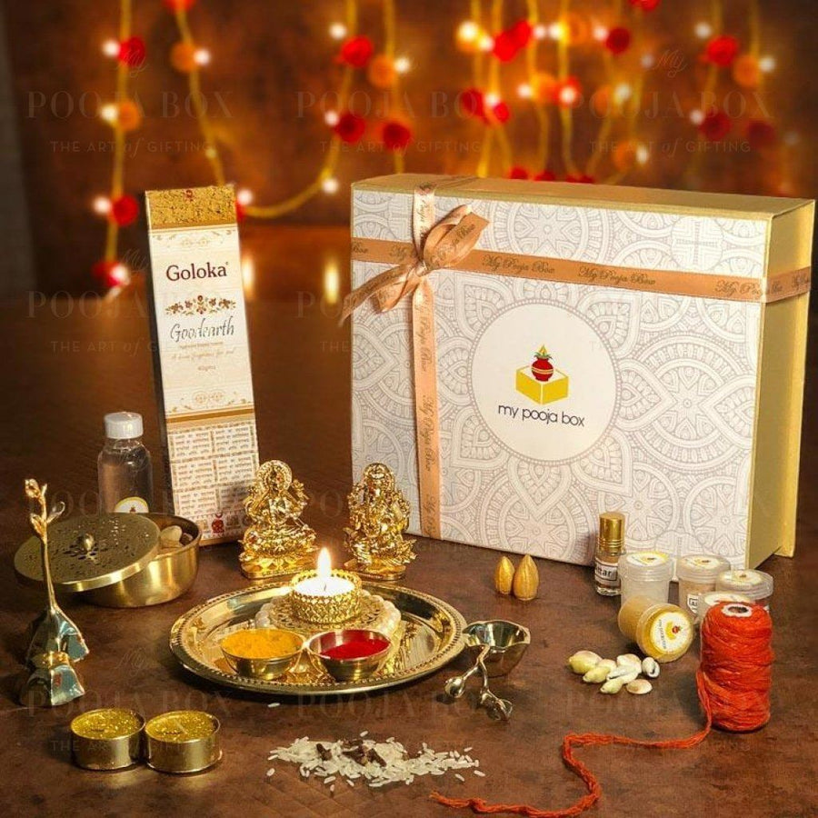 Deluxe Gold Diwali Pooja Box Poojaboxes