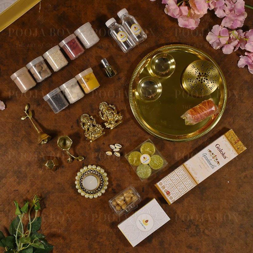 Deluxe Gold Diwali Pooja Box Poojaboxes