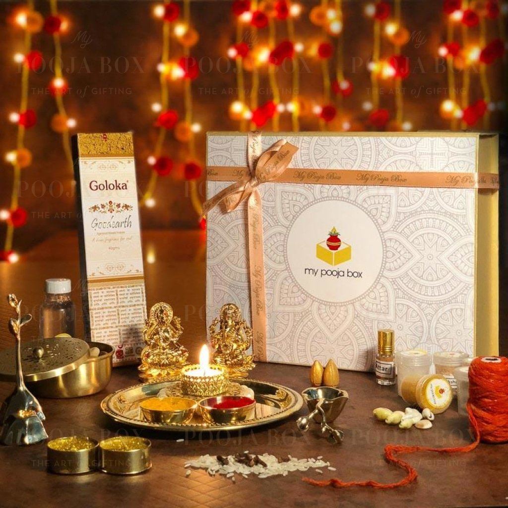 Deluxe Gold Diwali Pooja Box Poojaboxes