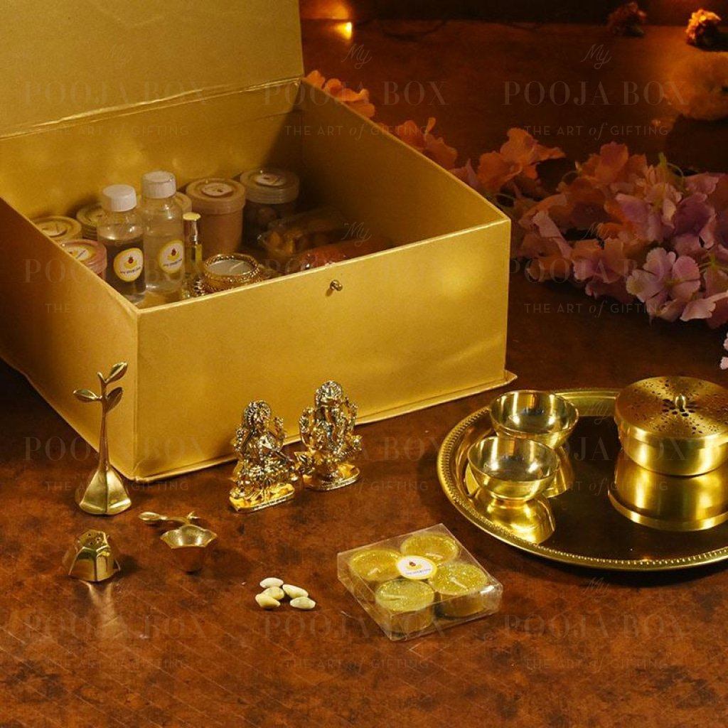 Deluxe Gold Diwali Pooja Box Poojaboxes