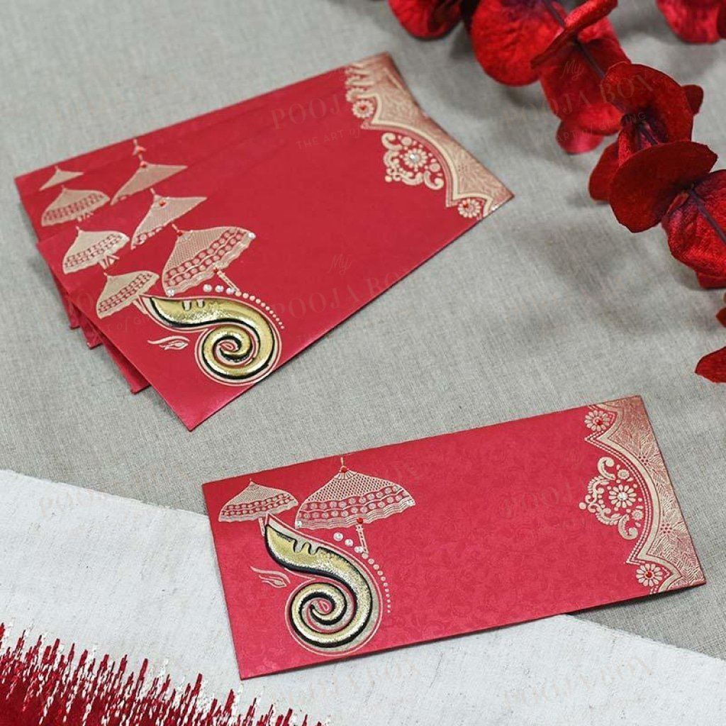 Designer Ganesha Shagun Envelope (Pack Of 5)