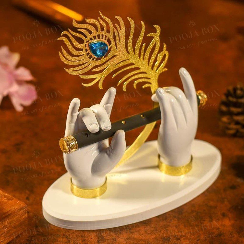 Divine Flute With Krishnas Peacock Feather Home Decor