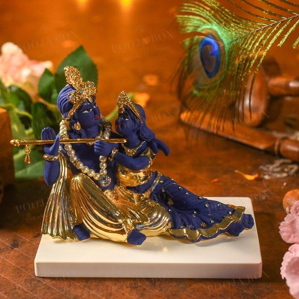 Divine Sitting Radha Krishna Idol Idols