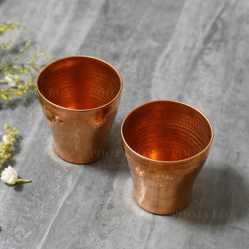 Doria Terracopper Tumbler Set Of 2 Pooja Items