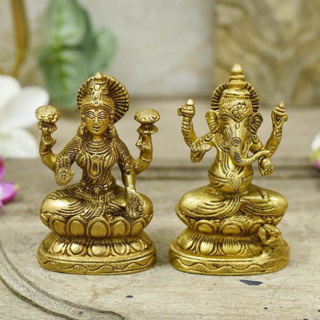 Engaging Laxmi Ganesh Brass Idol Idol