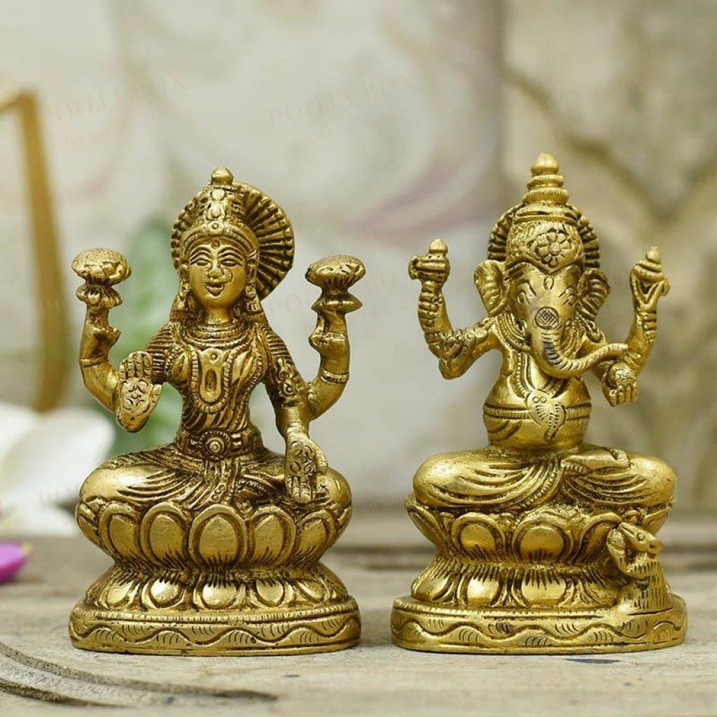 Engaging Laxmi Ganesh Brass Idol Idol