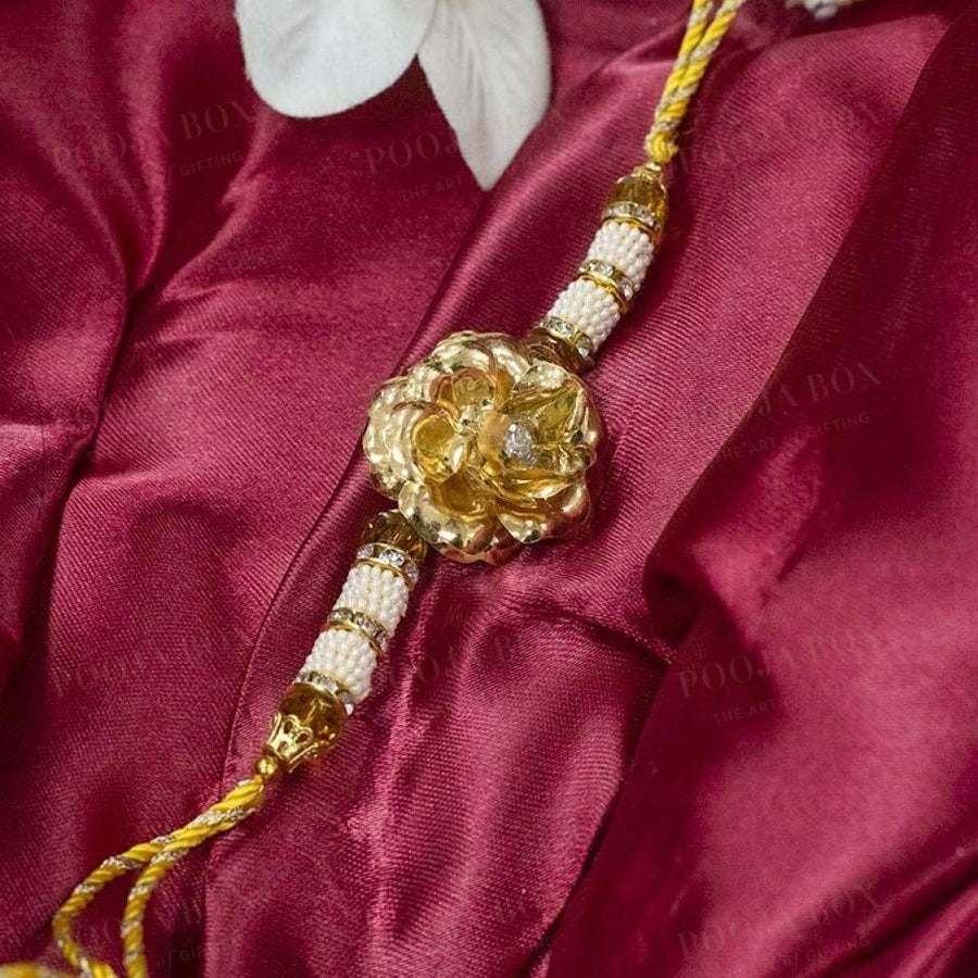 Exquisite Handcrafted 24K Gold Foil Rose Rakhi