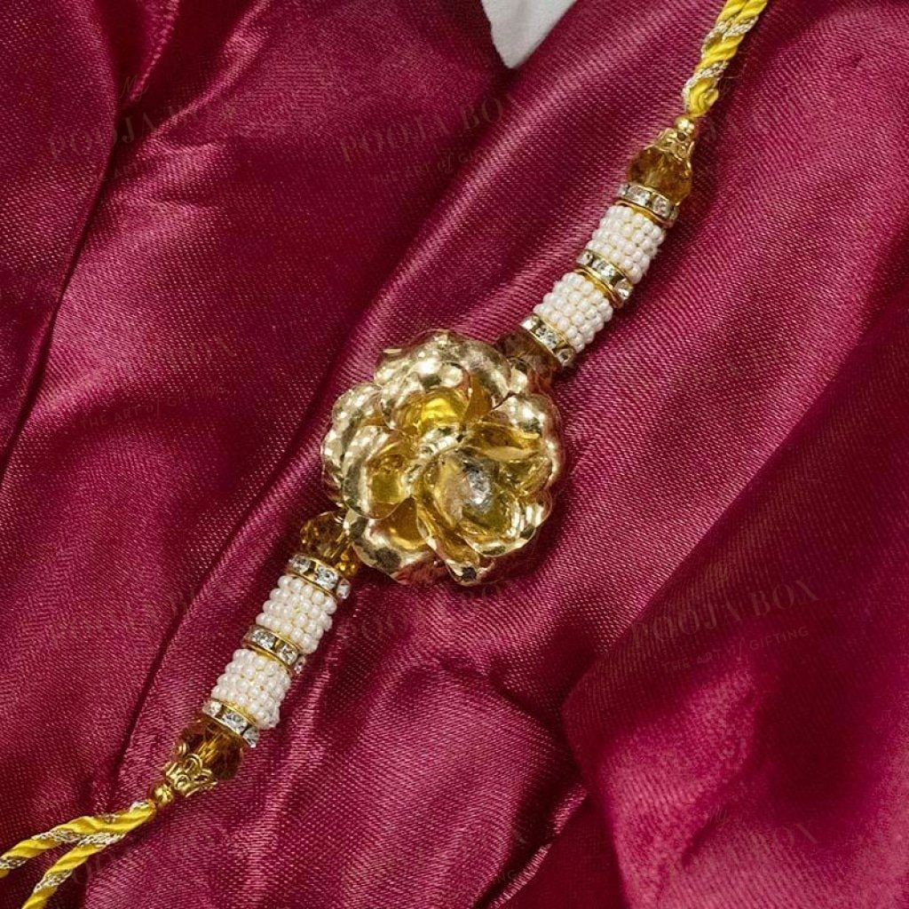Exquisite Handcrafted 24K Gold Foil Rose Rakhi