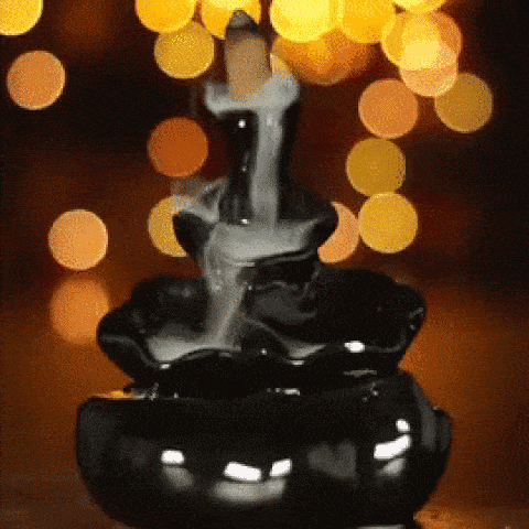 Glossy Black Backflow Smoke Waterfall Dhoop Burner