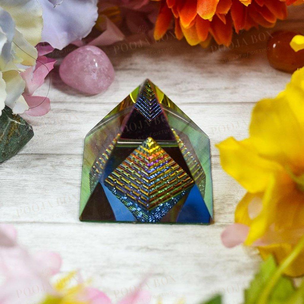 Feng Shui Crystal Twin Pyramid With Rainbow Effect