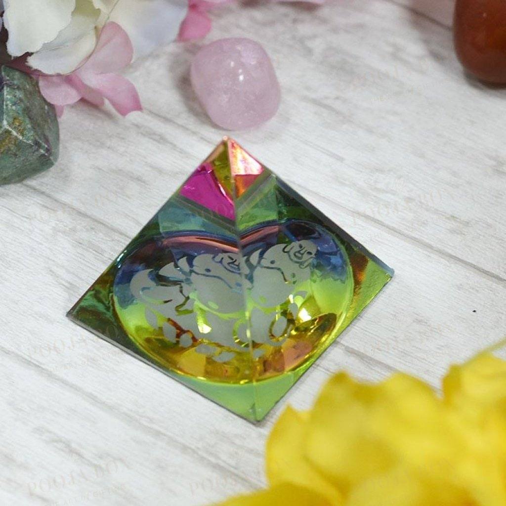 Feng Shui Laughing Buddha Crystal Pyramidpositive Energy & Vastu Correction