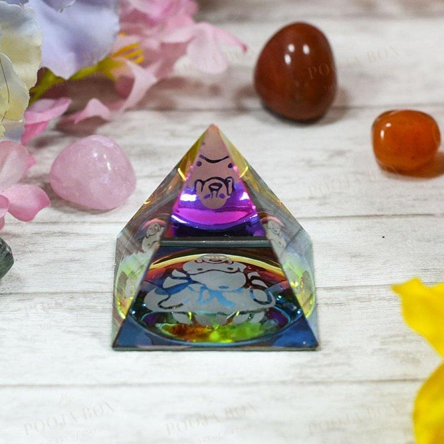 Feng Shui Laughing Buddha Crystal Pyramidpositive Energy & Vastu Correction