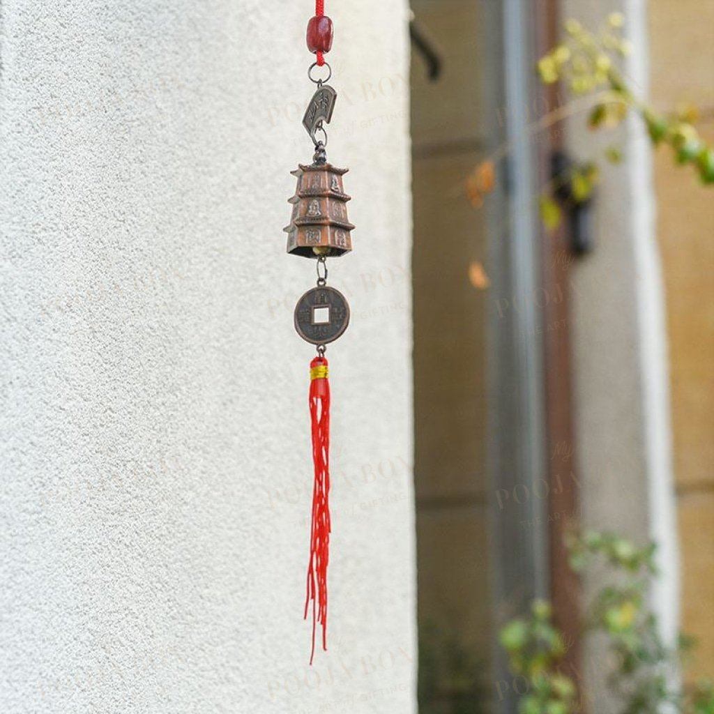 Feng Shui Pagoda Wind Chime With Lucky Coin Tassel Chimes