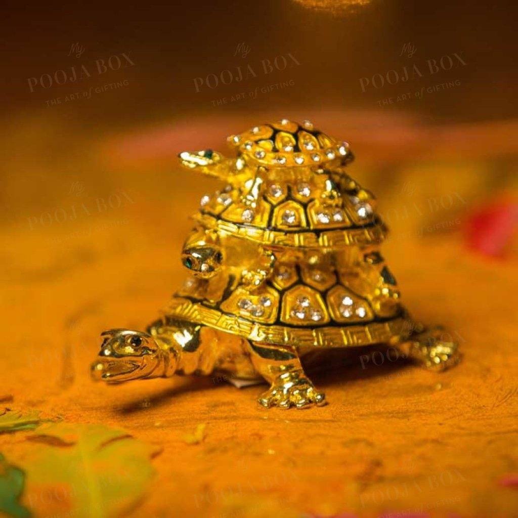 Feng Shui Three-Tiered Tortoise Statue For Good Luck